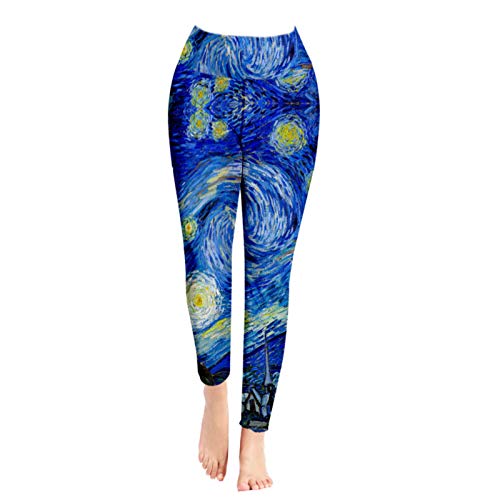 Damen Lange Yogahose Sport Leggings Laufhose Hohe Taille Workout Hose Stretch Printed Fitness Leggings 001-4XL