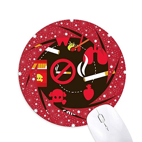 Logo Stop Smoking Wheel Mouse Pad Round Red Rubber