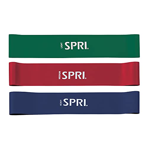 SPRI Mini-Schlaufenbänder Set, 3 Stück, leicht, mittel, schwer, Widerstandsbänder für Unterkörpertraining, Muskeltraining und Training