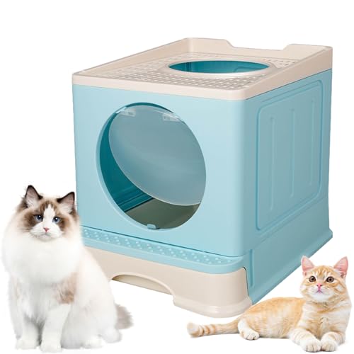 Zusammenklappbare Katzentoilette, Katzentoilette mit Zugang von Oben, Katzentöpfchen für kleine Haustiere und Katzen Aller Größen Hmltd