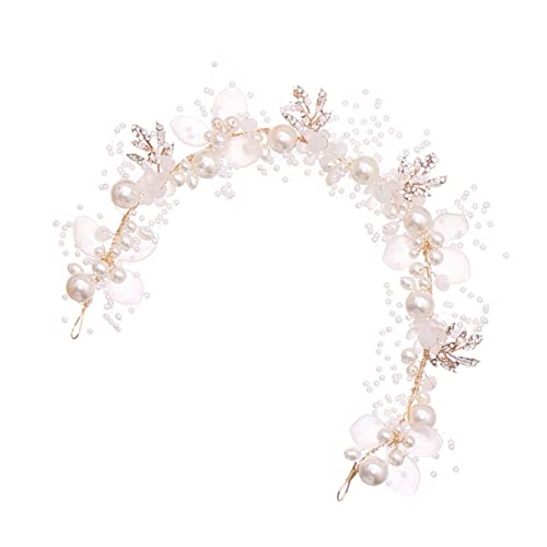 Kopfbedeckung for Kinder, Kopfstück for Hochzeit, Braut, weiße Perlen, Braut-Haarband, Brautjungfern-Stirnband, Hochzeitsblume, Brautjungfern-Perlen-Kopfschmuck, Perlenblumen-Stirnband, Kinderkrone