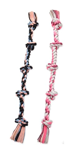 Mammoth Kauspielzeug mit 5 Knoten, hochwertiges Baumwoll-Polyester, interaktives Hundespielzeug, 91,4 cm, 2 Stück, verschiedene Farben