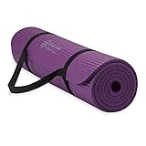 Gaiam Essentials, dicke Yogamatte, Fitness- und Trainingsmatte mit leicht zu verwendendem Yogamatten-Tragegurt, 183 cm L x 61 cm B x 1 cm dick, Lila