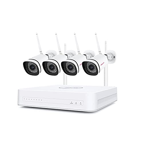 Foscam FN7108W-B4-N Videoüberwachungs-Set, IP-HD, 4 Kameras, 1080P, Infrarot, 20 m, Weiß