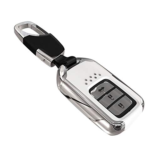 Kwak's Honda ABS Key Case Autoschlüssel Abdeckung Kompatibel für Honda CRV CRIDER Jade XRV VEZEL Odyssey Accord Civic 2/3/4-Tasten-Smart-Fernbedienung Schlüsselanhänger mit kurzer Schnalle(A-weiß)
