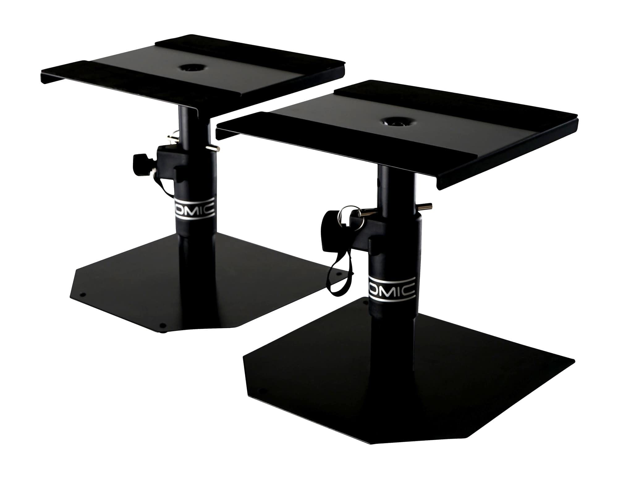 Pronomic SLS-15 Tischstative für Studio Monitore (2 stabile Boxenstative für Studiomonitore, niedrige Ausführung, höhenverstellbar von 18,5 cm bis 27,5 cm, Ablagefläche mit Moosgummistreifen) Schwarz