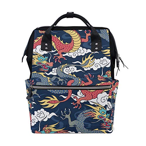 WowPrint Wickeltasche Chinesischer Drache Wickeltasche Große Kapazität Organizer Multifunktions Reise Rucksack für Babypflege