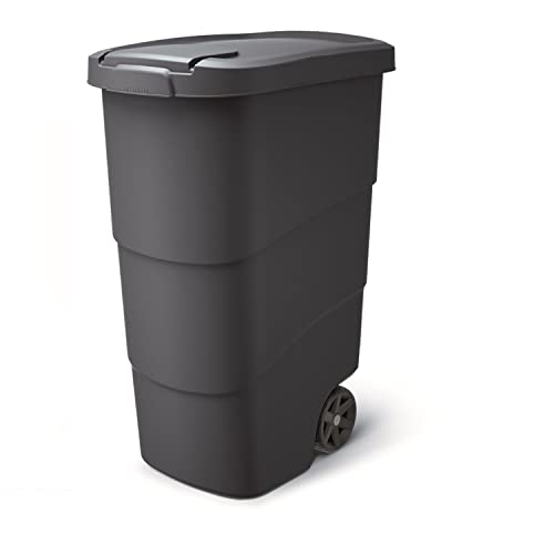 Prosperplast Wheeler Müllbehälter mit Rädern und Deckel Mülltonne Müllgroßbehälter Großmülltonne Universaltonne Kunststoff Anthrazit (95L)