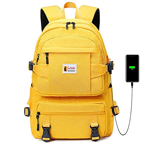 UKKD Schultasche Mode Gelbe Rucksack Kinder Schultaschen Für Mädchen Wasserdichten Oxford Großen Schulrucksack Für Jugendliche,Gelb