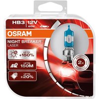 OSRAM NIGHT BREAKER LASER HB3, +150% mehr Helligkeit, Halogen-Scheinwerferlampe, 9005NL-HCB, 12V PKW, Duo Box (2 Lampen)
