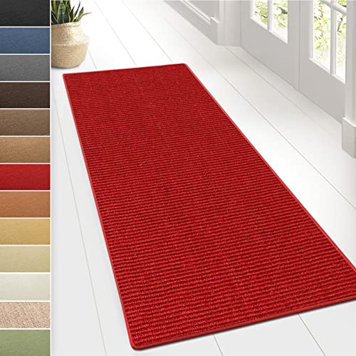 Sisal-Teppich Sylt | Wohnteppich oder Läufer | Hochwertiges Qualitätsprodukt | Erhältlich in vielen Farben & Größen | Langlebig & strapazierfähig (80 x 100 cm, Rot)