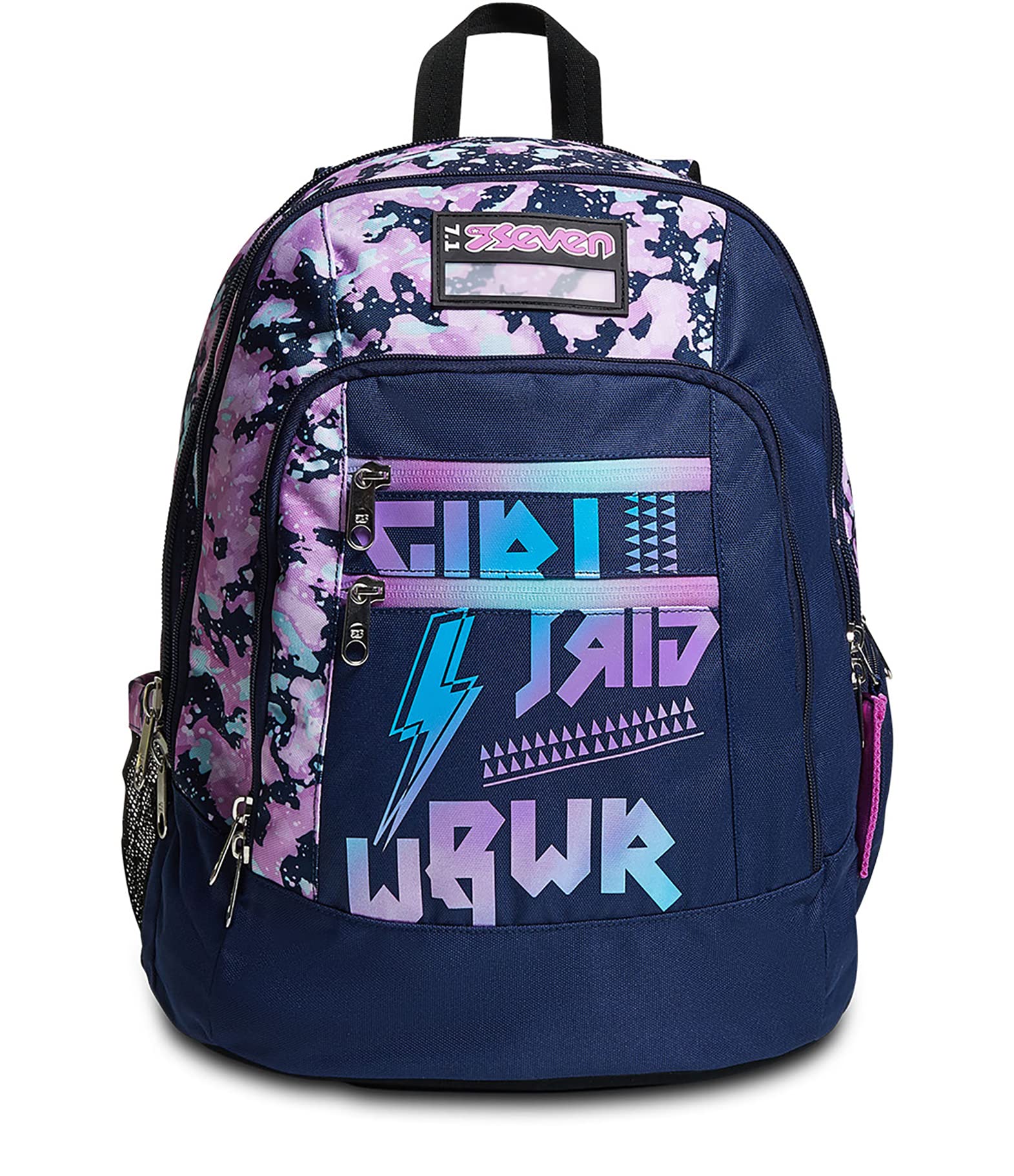 SEVEN Rucksack Advanced, Backpack für Schule, Uni & Freizeit, Geräumige Schultasche für Teenager, Mädchen, Jungen, Gepolsterter Schulranzen; DRAWINGPIN Girl, pink/violett, mit Laptopfach