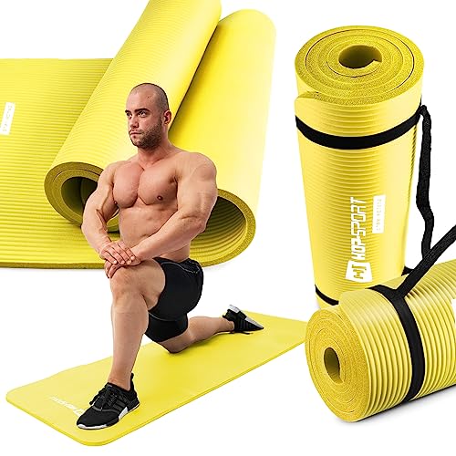 Hop-Sport Gymnastikmatte 1cm / 1,5cm - rutschfeste Yogamatte für Fitness Pilates & Gymnastik mit Transportgurt - Maße 180cm Länge 61cm Breite