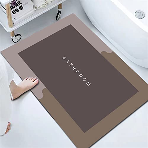 RAILONCH Kieselgur Badematte Super absorbierende Bodenmatte Premium Badezimmerteppich rutschfeste schmutzabweisend Badteppich Weicher Duschmatte für Bad (Braun, 60 x 90 cm)