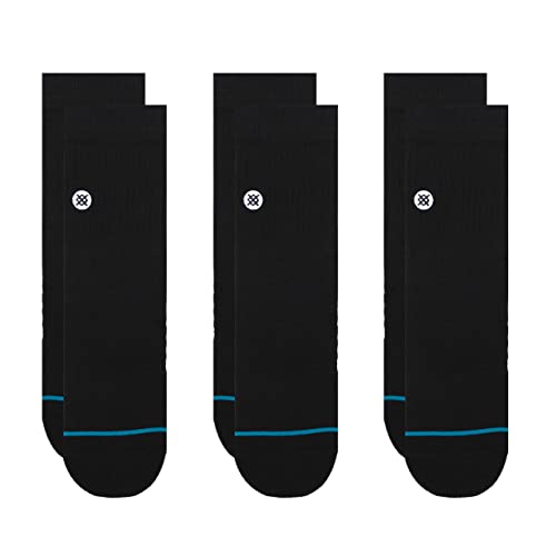 Stance Icon Quarter 3 Pack Mens Fashion Socks Medium Black