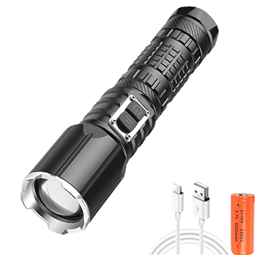 BESTSUN 10000 High Lumen XHP70 LED-Taschenlampe, ultrahelle wiederaufladbare XHP70 LED-Taschenlampen Taktisches Handlicht mit 5 Modi, wasserdichte zoombare Taschenlampe zum Wandern, Camping, Notfall