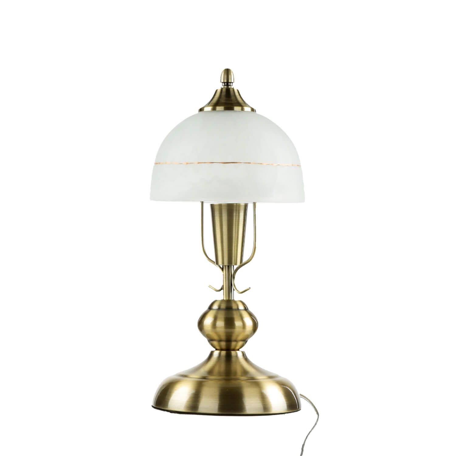 Jugendstil Tischleuchte in Bronze Weiß Alabasterglas E14 mit Kabelschalter Nachttischlampe Tischlampe Schlafzimmer