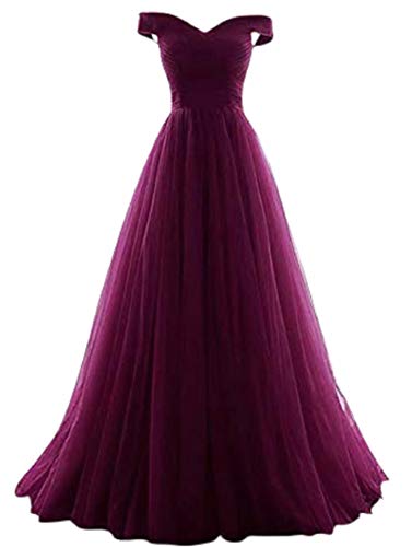 Romantic-Fashion Damen Ballkleid Abendkleid Brautkleid Lang Modell E270-E275 Rüschen Schnürung Tüll DE Lila Größe 44
