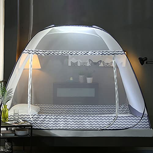 Hengqiyuan Faltbares Moskitonetz Bett Reise-tragbares Moskitonetz Eintüriger Camping-Moskitovorhang Einfach zu installierende Kuppel,Grau,150×200×150cm