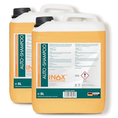 INOX® Nano Line Autoshampoo, hochwirksame Fahrzeug-Reinigung mit Abperleffekt - 2 x 5 L