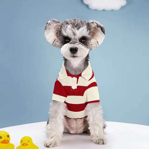 Hunde-Poloshirt für den Sommer, Freizeitkleidung für kleine und große Hunde, Katzen, T-Shirt, Chihuahua, Mops, Yorkshire-Shirts, Rot, Größe M