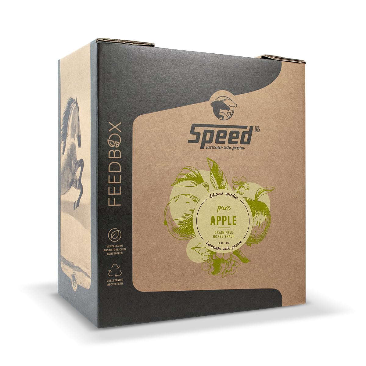 Speed Delicious speedies Pure Apple FEEDBOX, 8 kg, Leckerli mit Apfel Geschmack, leckeres und getreidefreies Ergänzungsfutter für Pferde