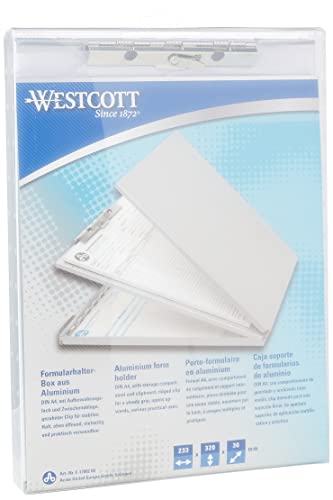 Westcott E-17002 00 Formularhalter-Box aus Aluminium, DIN A4, mit Aufbewahrungsfach und Zwischenablage, oben öffnend