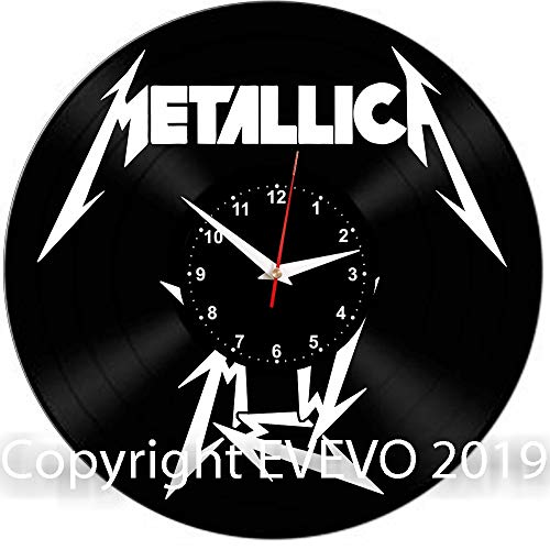EVEVO Metal Rock Band Wanduhr Vinyl Schallplatte Retro-Uhr Handgefertigt Vintage-Geschenk Style Raum Home Dekorationen Tolles Geschenk Uhr Metal Rock Band