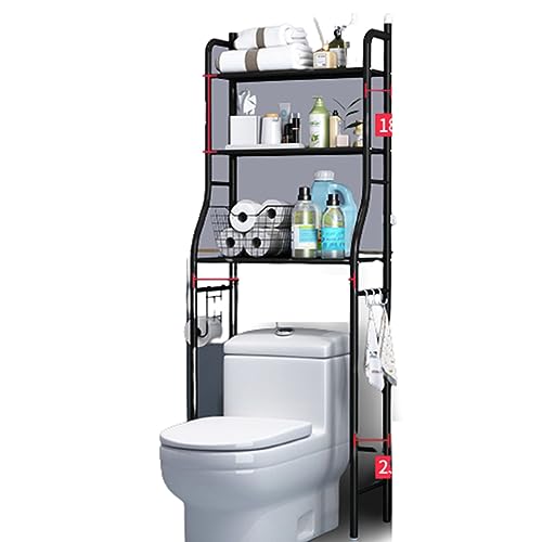 ALEEIK Badezimmer-WC-Regal, Bodentoilette, frei stanzbar, Waschmaschinen-Aufbewahrung, WC-Regal, Eckregal, weiß, schwarz, rosa (Black)