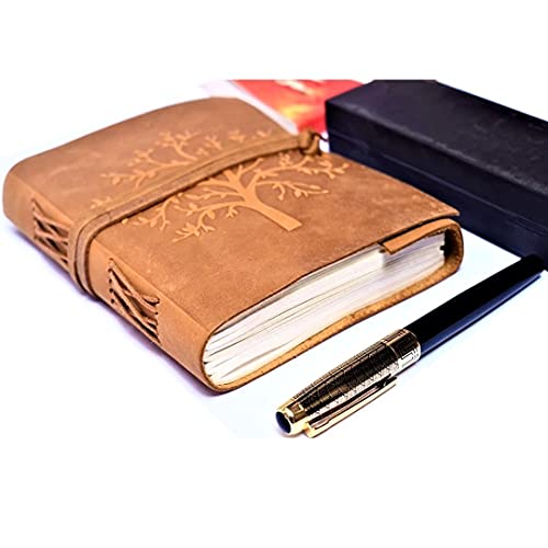 Overdose Leder-Tagebuch mit Baum-Design, Notizbuch, College, Poesie, Skizzenbuch, handgefertigt, 12,7 x 17,8 cm
