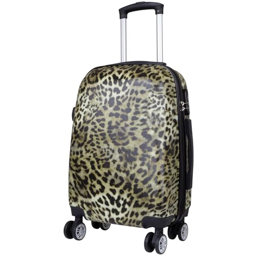 Trendyshop365 Handgepäck Koffer Hartschale klein 55 cm - Leoparden-Fell Tierfell-Optik