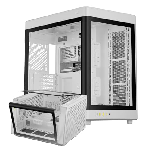GAMDIAS NESO P1 White Full Tower ATX Case - One Touch Swing Open - Panoramic Tempered Glass Panel - Dual Cahmber - Dual Orientation - High Airflow - Cable Managment - Spacious Interior