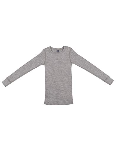 Dilling Kinder Shirt in breitem Rippstrick aus 100% Bio Merinowolle Graumeliert 110-116