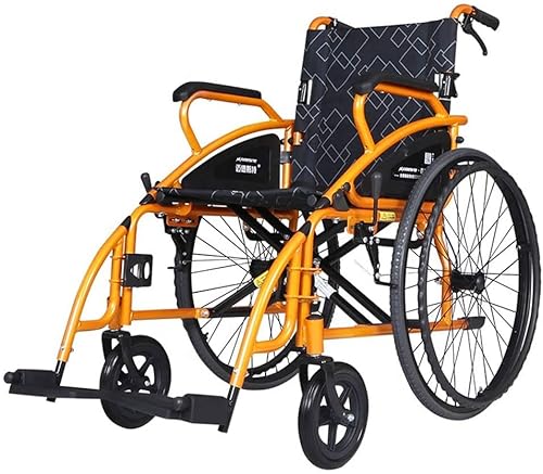 24 Zoll breiter, zusammenklappbarer, leichter manueller Rollstuhl, Rollstuhl mit Begleitantrieb und Rollstuhltasche zur Aufbewahrung, für ältere Menschen, zur Genesung nach Operationen