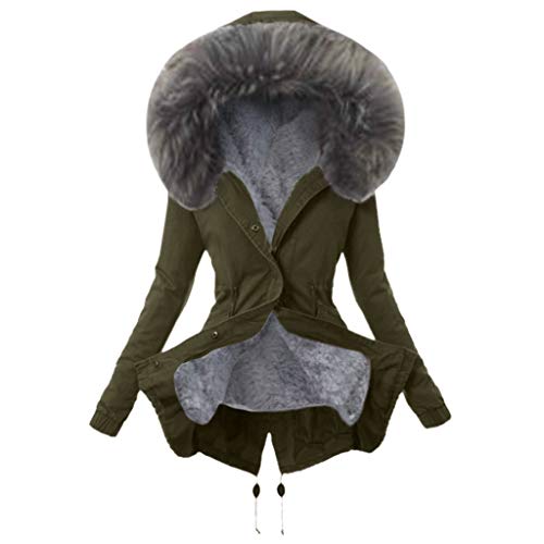 UJUNAOR Damen Winterjacke Parka Thermo Fleece Mantel mit Kapuze Elegant Slim Fit Lange Ärmel Messing Medium