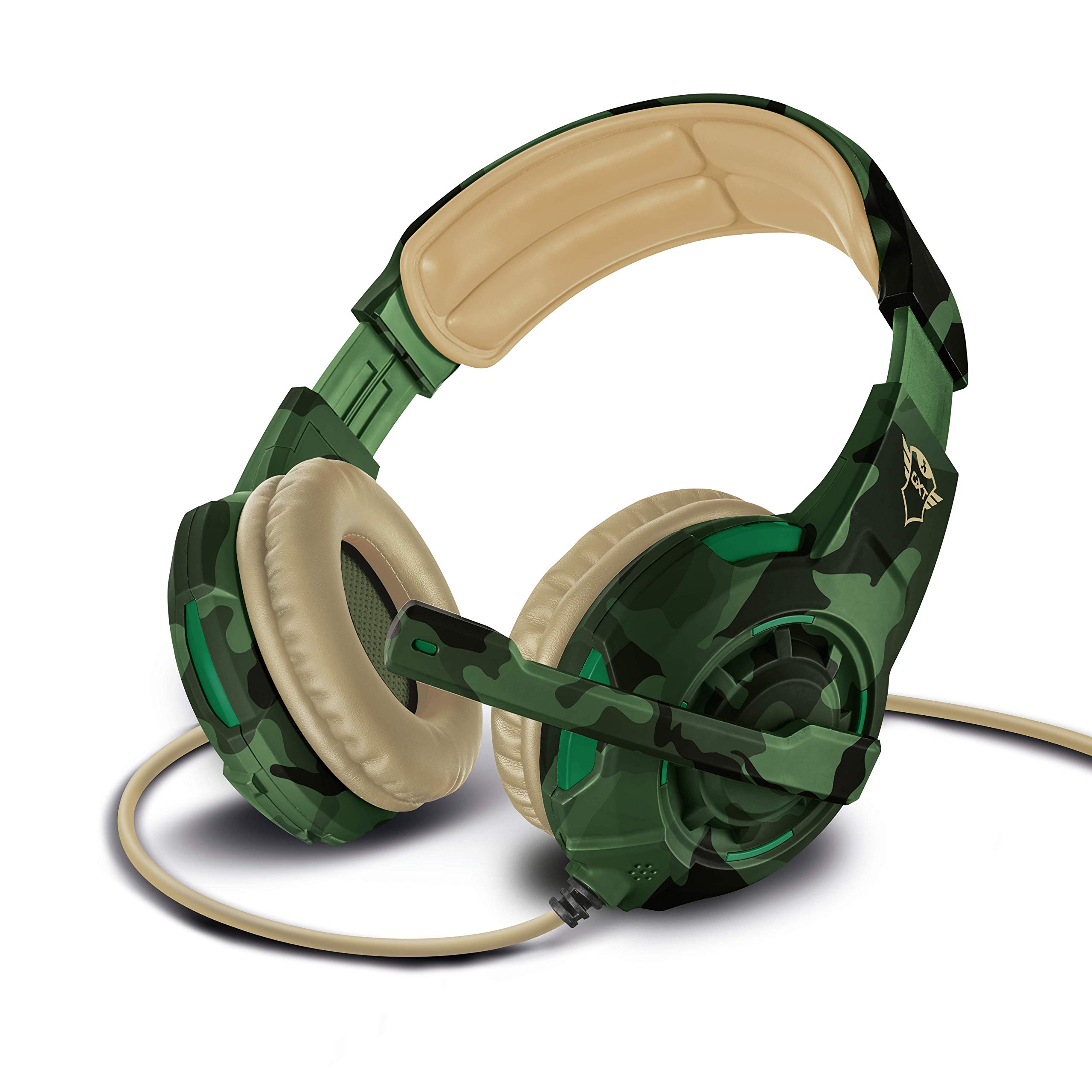 Trust Gaming Headset GXT 310C mit Mikrofon für PS4, PS5, PC, Nintendo Switch, Xbox Series X, Xbox One - Radius Kabelgebundene Gaming-Kopfhörer mit Kopfbügel - Grün Jungle Camouflage