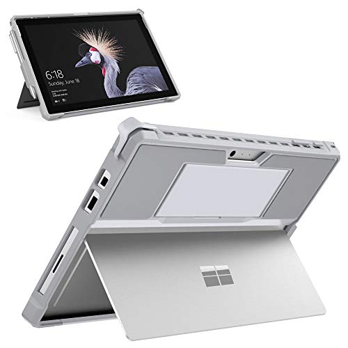 MoKo Hülle Kompatibel mit Microsoft Surface Pro 7 Plus 2021/Surface Pro 7 2019/Pro 6/Pro 2017/Pro 5/4/LTE, All In One Schutzhülle Stifthalter Handschlaufe Kompatibel mit Typ Cover Tastatur, Silbergrau