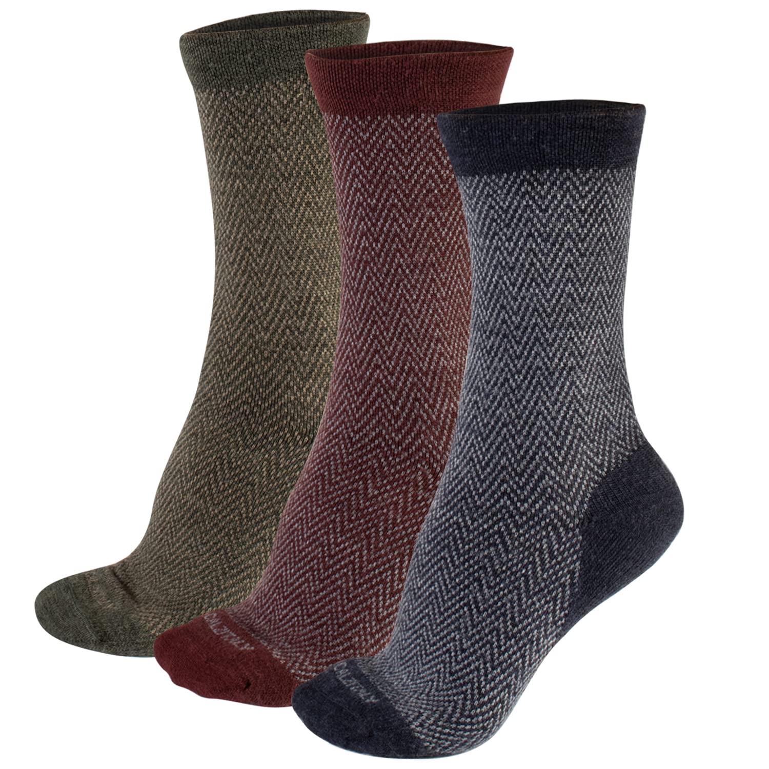 CALZITALY 3 Paar von Socken aus Merinowolle mit Zickzack Muster | Bordeaux, Grün, Blau | 35/38, 39/42, 43/46 | Made in Italy (43-46, Mehrfarbig)
