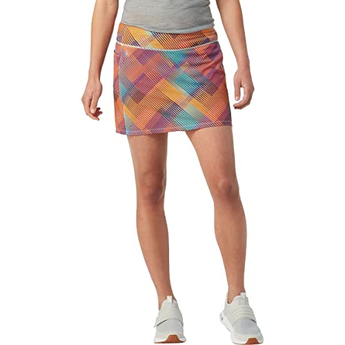Smartwool Women's Merino Sport Lined Skirt – Athletic Wool Skirt with Pockets - Festive Fuchsia Mountain Plaid Print, M