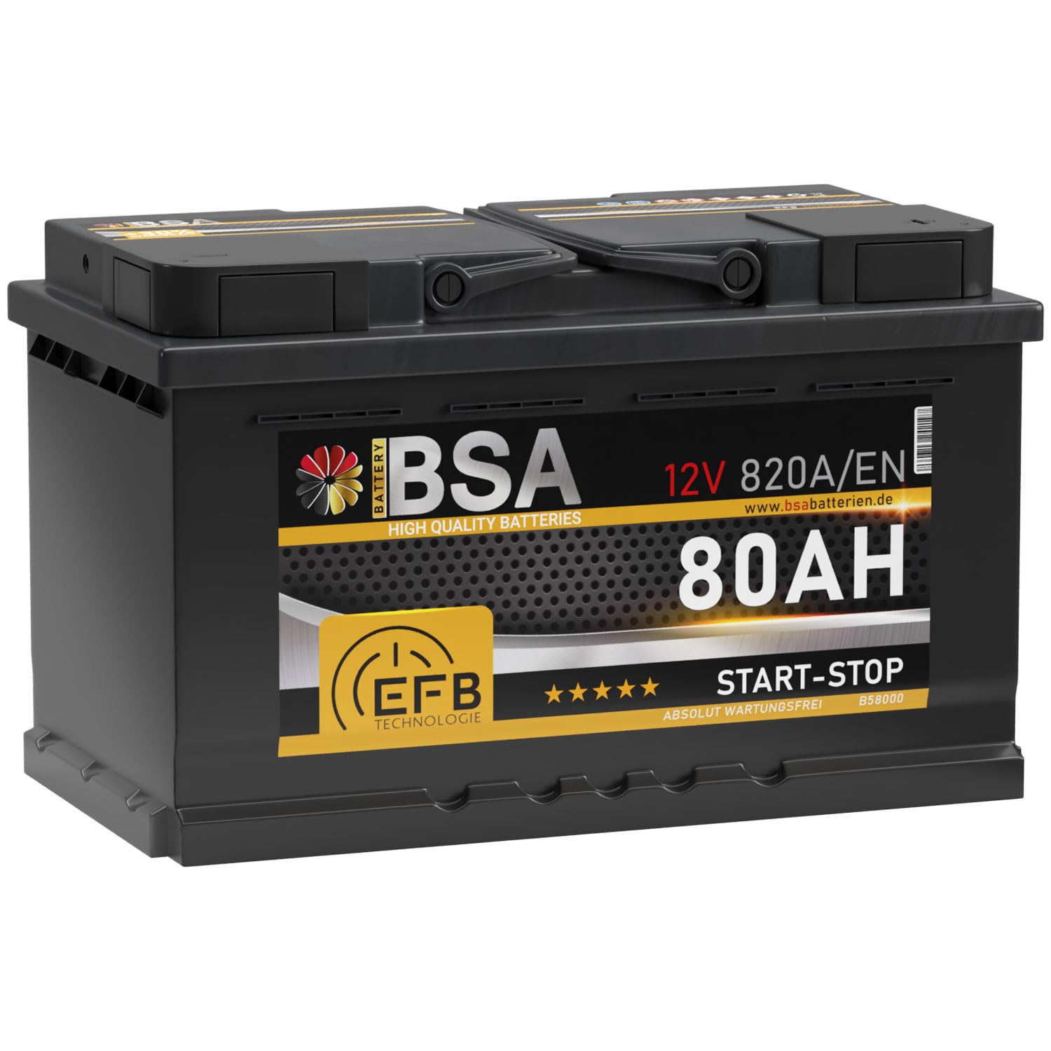 BSA EFB Batterie 80Ah 12V Start Stop Batterie Autobatterie Starterbatterie
