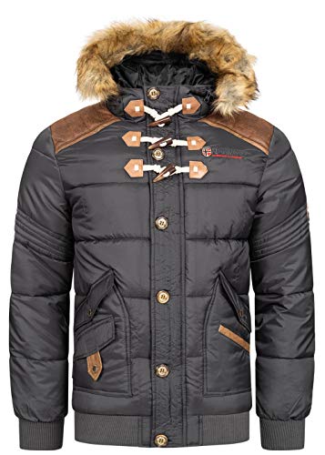 Geographical Norway Herren Winter Jacke Steppjacke Parka Belphegor Winterjacke inkl. Norway Halstuch (Dunkelgrau, M)