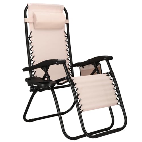 SPRINGOS Liegestuhl mit Kopfstütze Fußableger Beistelltisch Hängetasche