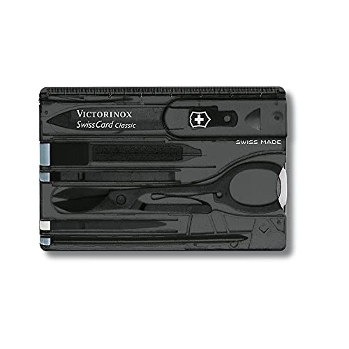Victorinox Taschenmesser Swiss Card (10 Funktionen, Schere, Kugelschreiber) schwarz transparent