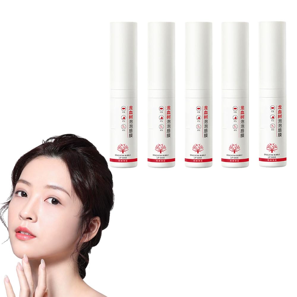 Dragons Blood Lip Rejuvenation Bubble Mask, Lip Exfoliator Scrub and Moisturizer, Dragons Blood Lip Balm, Reduce Lip Wrinkles, For Plump, Soft Lips (5PCS)