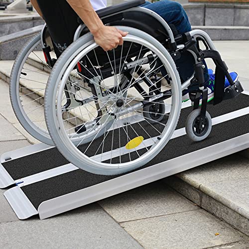 RR-YRA Tragbare Mobile Rampe, Rollstuhl/Elektrischer Rollstuhlrampe, Tragbare Faltbare Rutschfeste Temporäre Aluminiumrampe Für Behinderte, 300 Kg Tragetasche