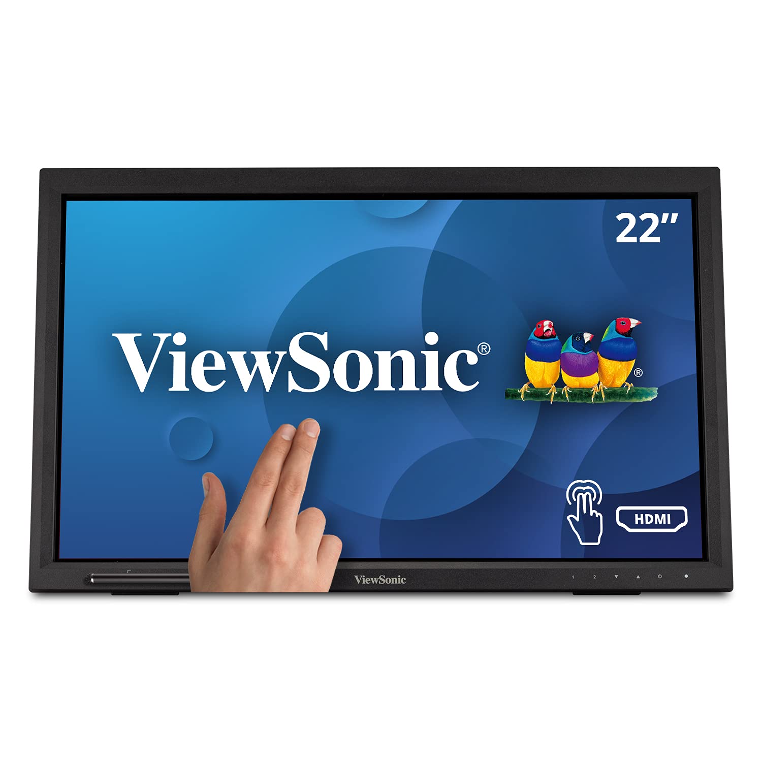 Viewsonic TD2223 54,6 cm (22 Zoll) Touch Monitor (Full-HD, HDMI, USB, 10 Punkt Multitouch, integrierter Ständer, Lautsprecher, 4 Jahre Austauschservice) Schwarz