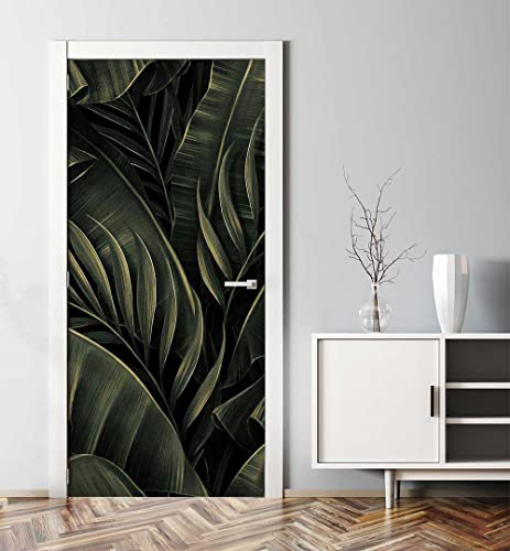 MyMaxxi - Tür bekleben mit Türtapete Selbstklebend 90x200 blühende Blätter Dschungel - Tür verschönern Türfolie - Türaufkleber XXL Aufkleber Folie- Türposter Türklebefolie tropisch grün