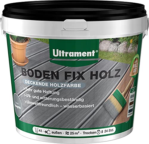 Ultrament Boden Fix Holzfarbe, Bodenfarbe Holz, 4 Liter, Telegrau