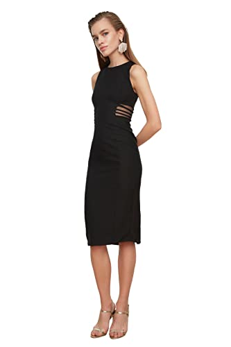 Trendyol Damen Black Waist Detailed Cocktail Dress, Schwarz, 34 EU