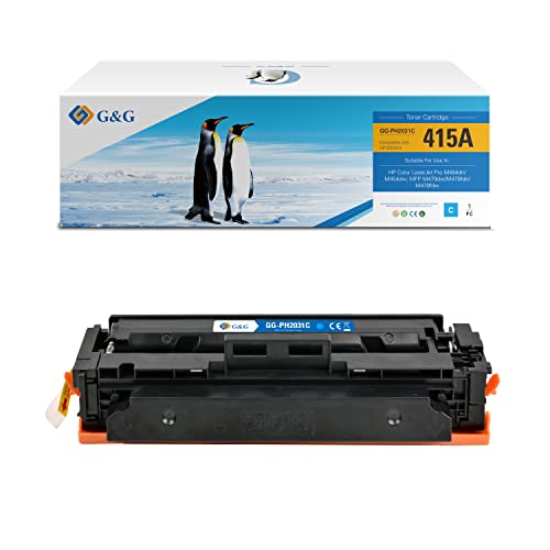 G&G 415A Toner Cartridge Ersatz für HP 415A W2031A mit Chip für Color Laserjet Pro MFP M479fdw M479dw M479fdn M454dw M454dn (Cyan, 1 Pack)
